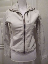 G-star Raw Ladies Cowhide Leather Jacket Moto Biker Zip Up Cream Sz S