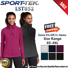 Sport-Tek Womens Long Sleeve Raglan Sport Wick Stretch Full Zip Jacket LST852