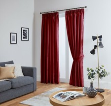 Faux Silk Curtains Luxury Fully Lined - Pencil Pleat Tape Top - Free Tiebacks