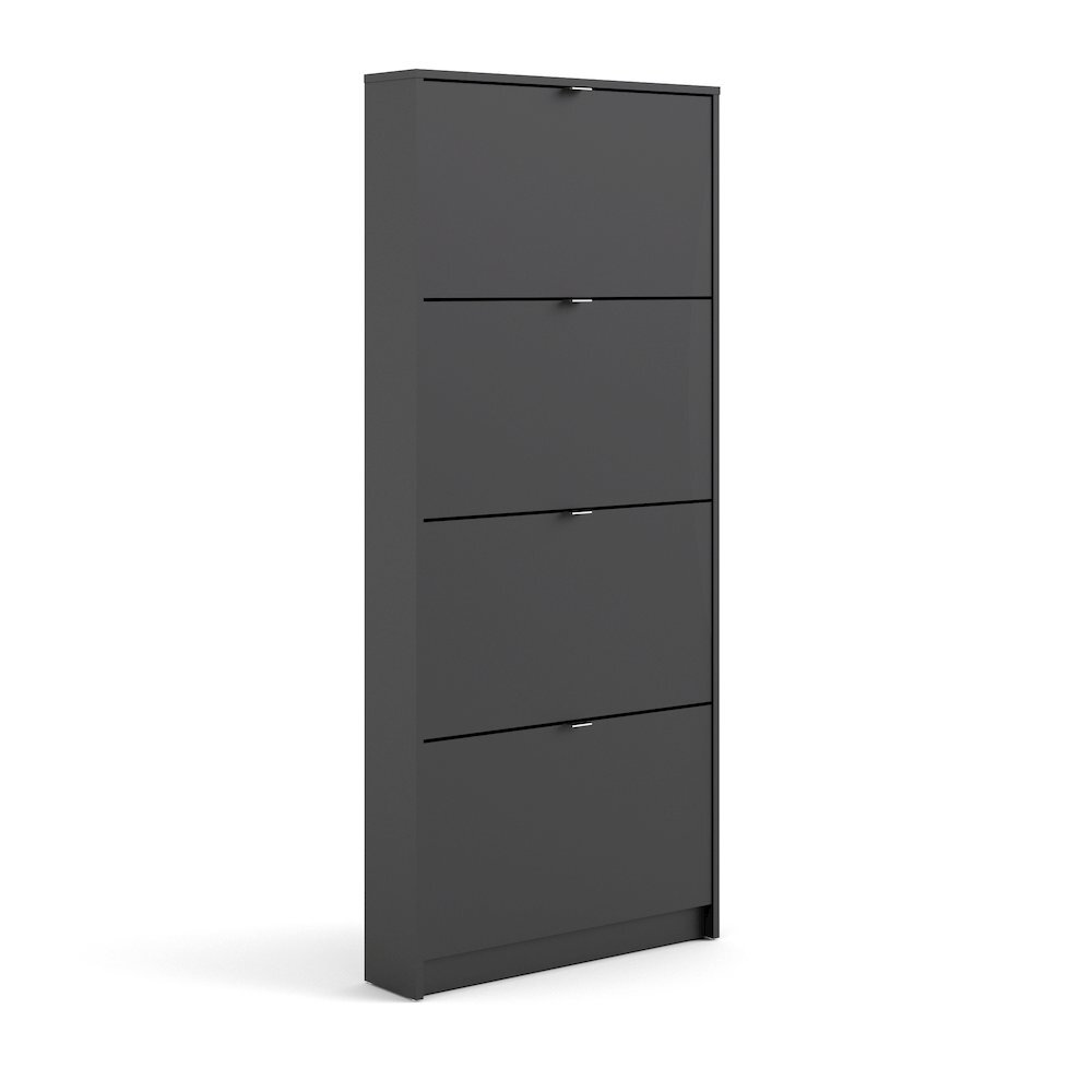 Bright 4 Drawer Shoe Cabinet  Black Matte