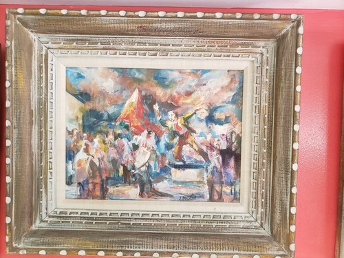 John M. Cadel (1905-1977) Gouache/Oil on board 18 x 15"
