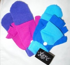 Youth Girls 2 Pairs Fashion XRSE Pink Blue Finger-less Gloves Mittens Sz OSFM
