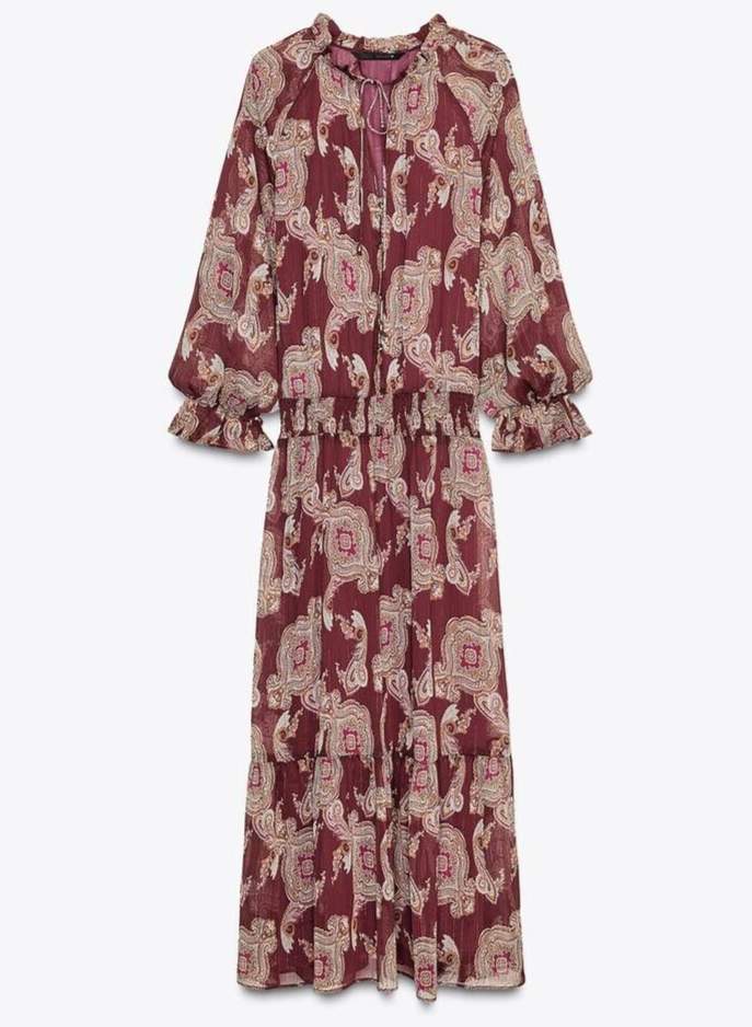 関税負担★ZARA★LLIC THREAD DRESS WITH EMBOSSED FLOWERS NWT ZARA Printed Ruffled Cotton Maxi Dress Multicolored