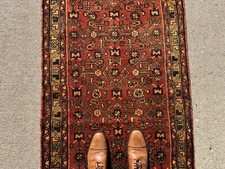 LONG ANTIQUE HERIZ RUNNER RUG 2x14 HAND-KNOTTED vintage handmade REAL 2x13 3x14