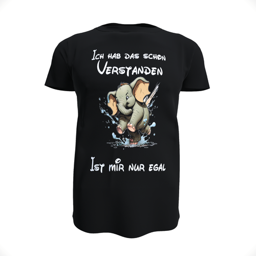MoonWorks Divertida Camiseta para Hombre con Texto en alemán Ich hab Das Schon verstanden, ist Mir Nur Egal - Fun-Shirt, Negro, CH