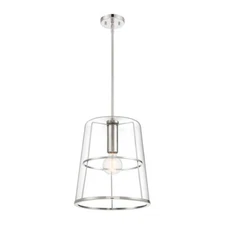 Designers Fountain Alonzo 14" 1 Light Pendant, Nickel/Clear - D299M-14P-PN