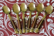 Rose Wood Brass 4.5 inch Demitasse Spoon Lot of 6