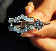 2Ct Round Cut Lab Created Diamond 14k White Gold FN Pretty Engagement Ring Set