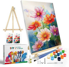 Flowers Paint by Numbers Kit for Adults with Frame, Flower Paint by Number with