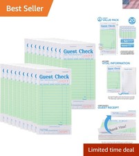 20-Pack Green Guest Check Books for Servers - Effortless Order Management