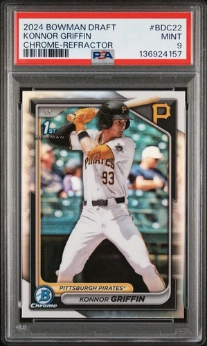 2024 BOWMAN DRAFT #BDC-22 KONNOR GRIFFIN CHROME REFRACTOR 1ST PROSPECT PSA 9