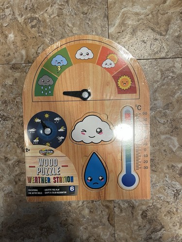 Creative Kids 6 Piece Wood Puzzle Weather Station Home or School - NEW