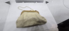 Vintage Whiting  Davis White Alumesh Evening Bag Art Deco Bridal Purse