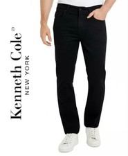 Kenneth Cole New York Men's 36x32 Straight Leg Comfort Stretch Black Denim Jeans