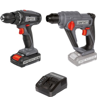 Kraftixx by Einhell 18V Akkuschrauber + Bohrhammer Set 2,0Ah Akku & Ladegerät