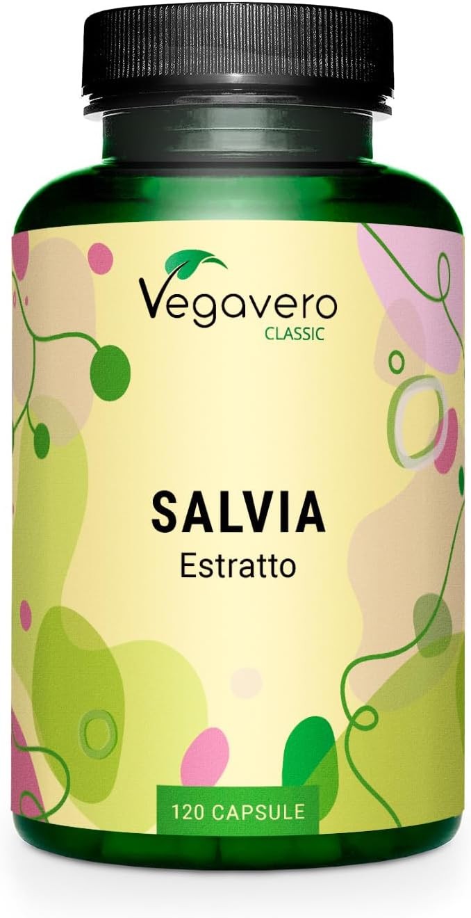 Vegavero Salvia Estratto 6250mg | 120 Capsule Menopausa Vegane
