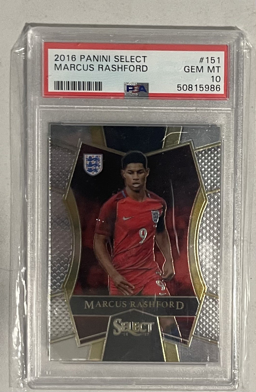 2016 PANINI SELECT SILVER PRIZM #151 MARCUS RASHFORD RC PSA 10 Barcelona/ManU