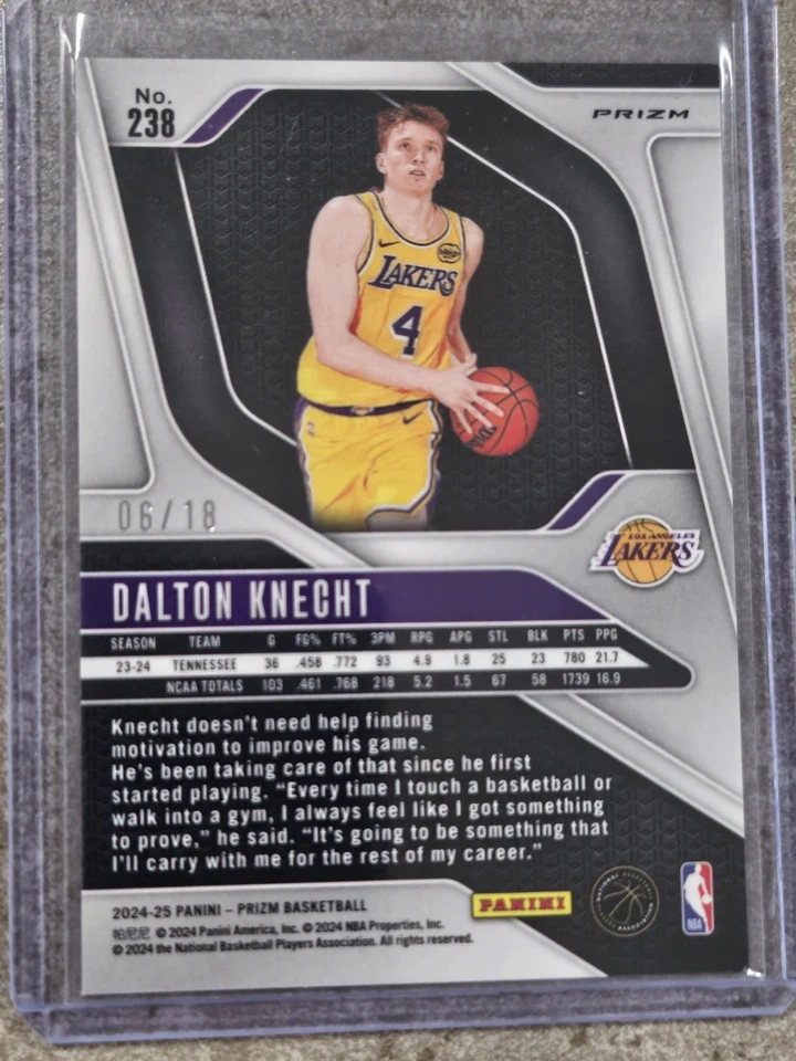 2024-25 Panini Prizm Dalton Knecht Orchid /18 Rookie #238 (RC) GORGEOUS card! 🔥 - Image 4 of 4