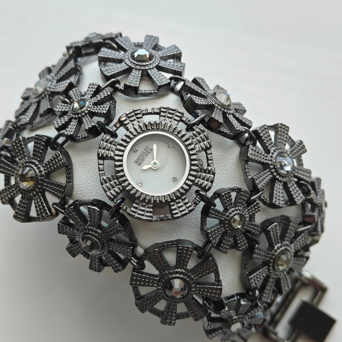 Badgley Mischka Black and Clear Crystal Cuff Watch BADGLEY MISCHKA BA/1083 Quartz Women main image 3
