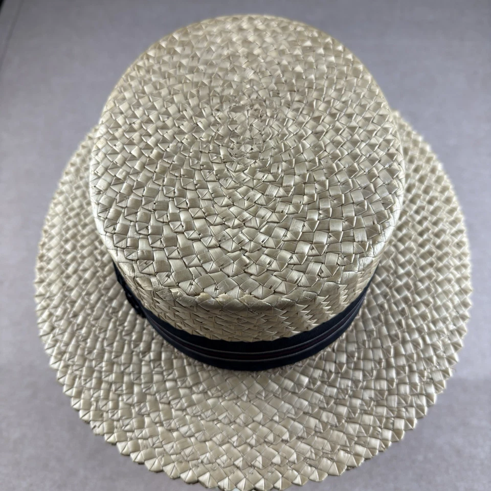 De colección JC Penny SolarStraws Boater Fedora Sombrero 7.125 Baltimore Hecho Bon Ton Ivy Foto 3 de 4