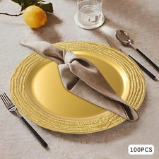 100Pcs 33cm Charger Plates Dinner Charger Plates For Wedding Table Dinner Party