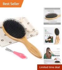 Natural Bamboo Boar Bristle Hair Brush: Detangle Shine for All Hair Types