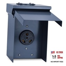 RV Power Outlet Box, 125V NEMA TT-30R Electrical Receptacle Panel, 30 Amp