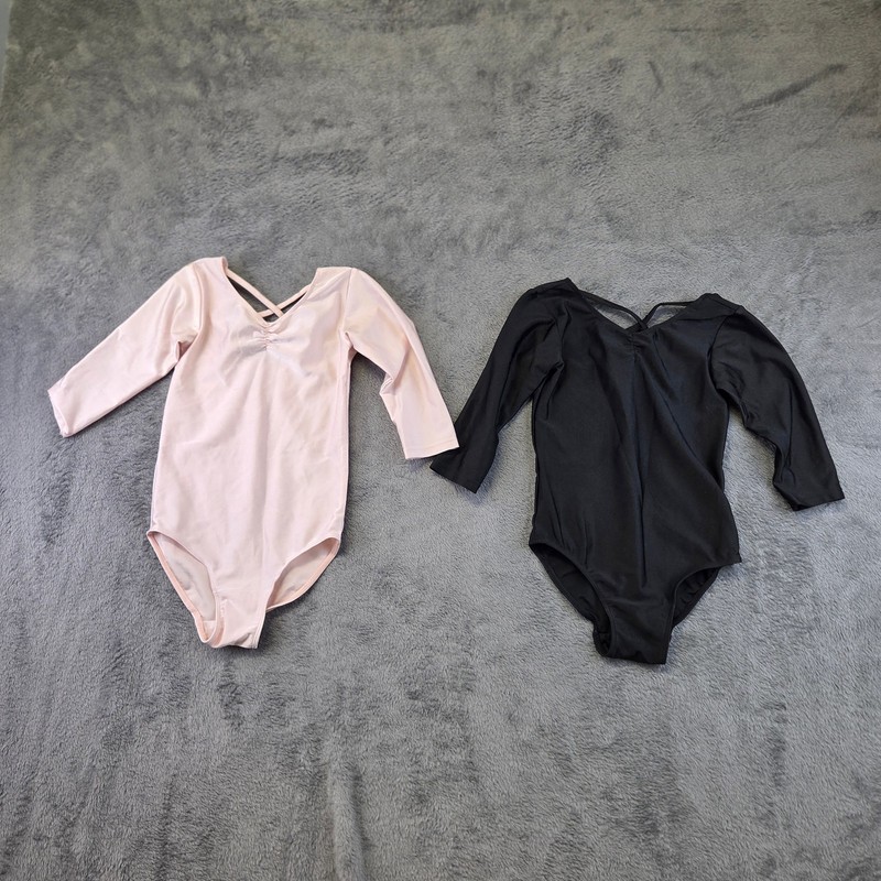Bundle of 2 Girls H&M Ballet Jazz Dance Leotards Black/Pink Size 5T/6