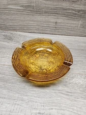 Vintage Anchor Hocking Glass Ashtray Soreno Honey Amber Mid Century