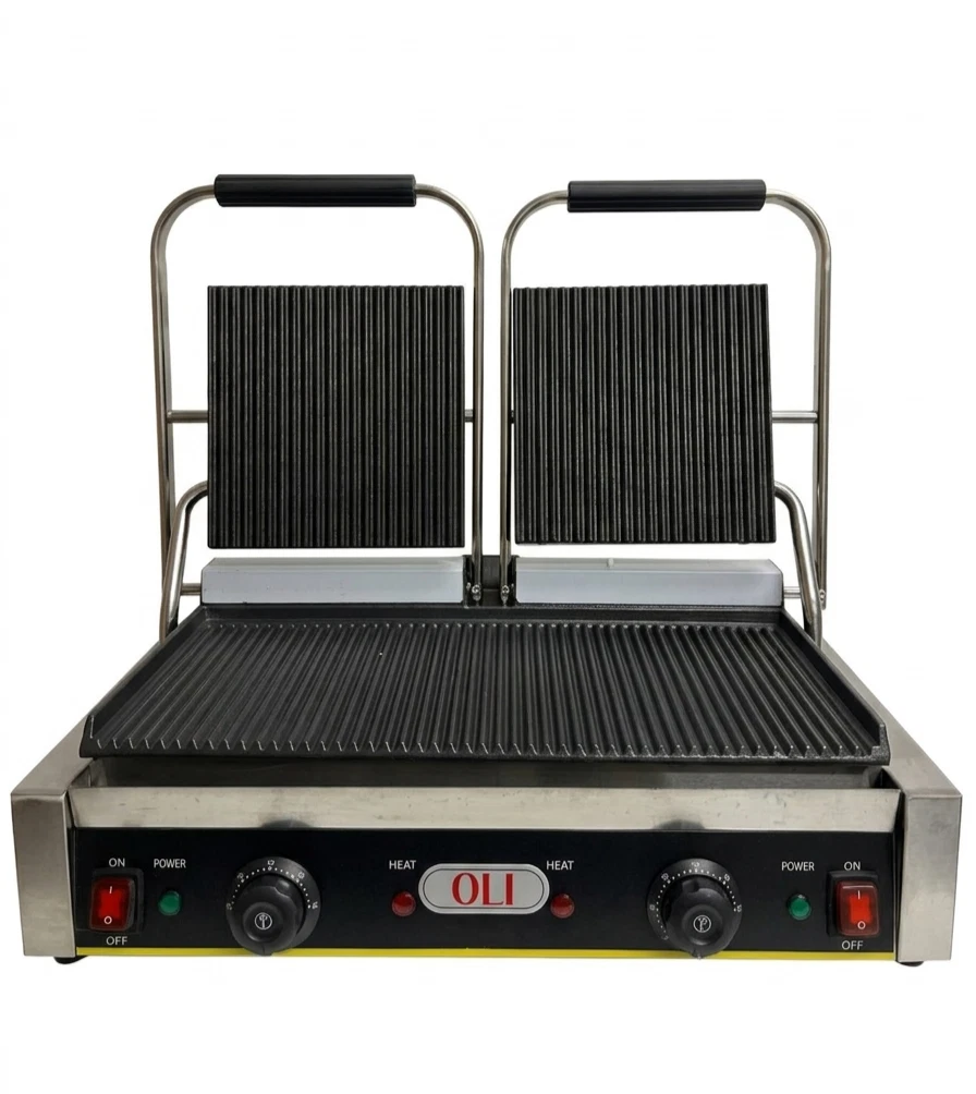 Commercial Double Contact Grill Full Grooved Panini Press Sandwich Toaster 3.6kw
Opens in a new wind