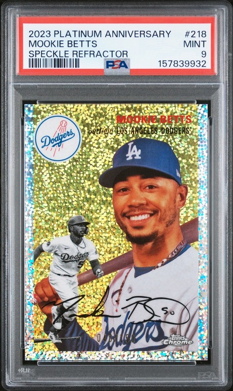 2023 Platinum Anniversary Mookie Betts Speckle /150 PSA 9 Los Angeles Dodgers