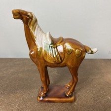 Vintage Chinese Ceramic Drip Glazed Tang Dynasty Horse in Brown, 14cm