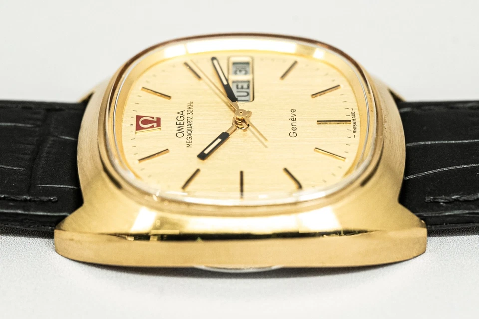 *Sin tarifas* Megaquartz OMEGA Geneve de colección 32 KHz Cal.1310 corona de empuje 37 mm para hombre Foto 4 de 4