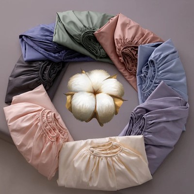 Fitted Sheets with Elastic Band 100% Egyptian Cotton High End Mattress Bed Cover