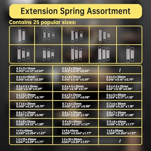 100 Pcs Extension Spring, Beesini Extension Spring Assortment Kit 25 Different  - Picture 2 of 7