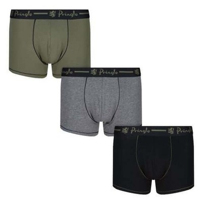 Pringle 3er-Pack Baumwolle Stretch Herren Kofferraum - oliv/grau/schwarz