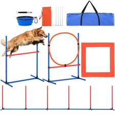 Dog Agility Training Kit Equipment 4PCS Set w/ Hurdles Jump Ring Pause Box