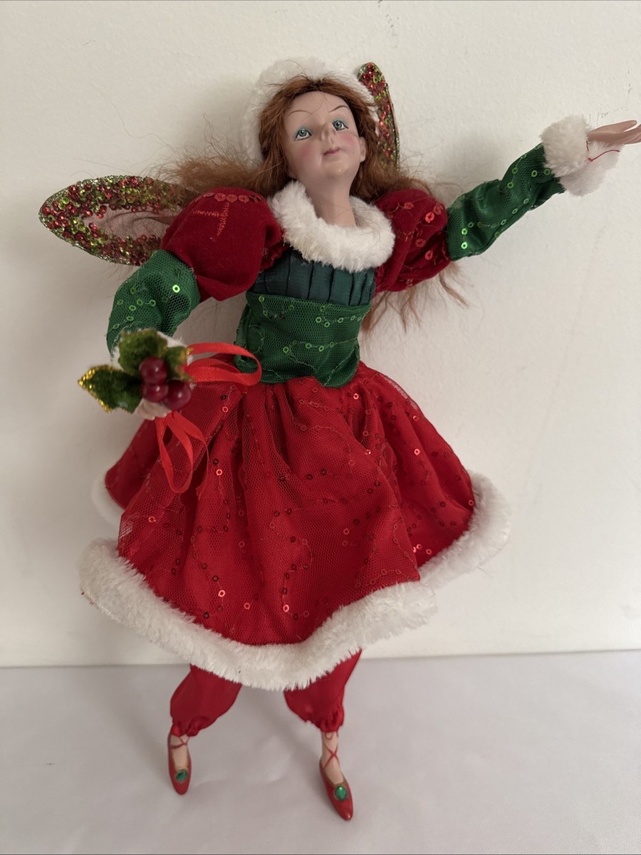 macy christmas dresses Pixie Fairy Porcelain Doll Shelf Sitter Movable arms & legs 2013 selling Macy Dress in