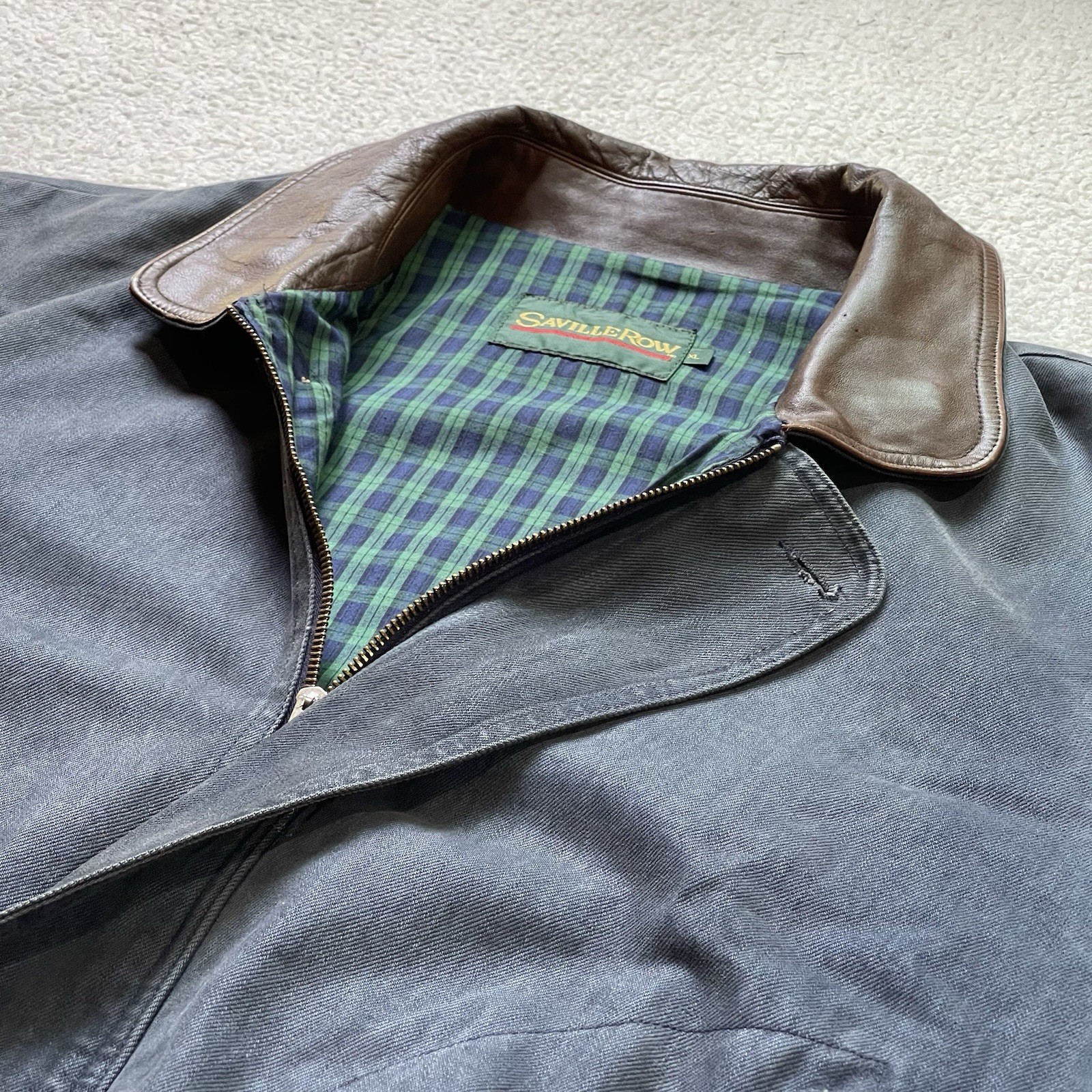 FILA Giacca Harrington vintage anni 90 Saville Row chinstrap pelle colletto uomo XL