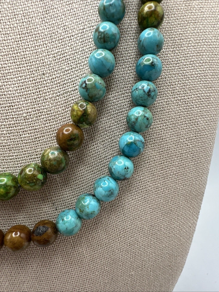"Collar Jay King multicolor turquesa natural 8 mm cuentas plata esterlina 40""" Foto 4 de 4