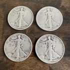 $2.00 Face Value LOT OF 4, 90% Silver Walking Liberty Half Dollars