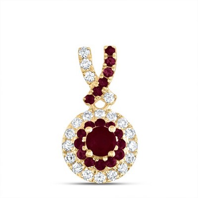 0,37 ctw natürlicher Diamant Farbstein runde Form Anhänger 14k Gelbgold