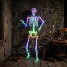 5FT Poseable Rainbow LED Skeleton Halloween Hanging Decoration, Way to Celebrate