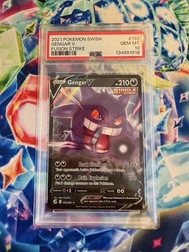 2021 POKEMON SWORD & SHIELD FUSION STRIKE #156 GENGAR V FUSION STRIKE PSA 10