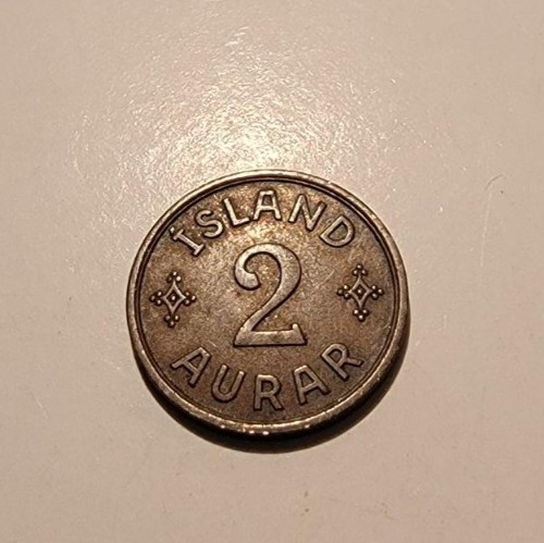 ICELAND Kingdom CHRISTIAN X 1940 2 AURAR WWII COINAGE with free shipping