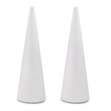 2 Pack White Foam Cones Polystyrene Christmas Project Centerpiece 4x13.5 Inch