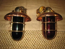 LARGE 14" Bronze 90 degree Passageway lights-PAIR Port/Starboard nautical lights