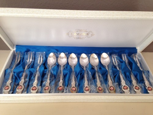 Vintage Linden Handarbeit Celine Silber Cloisonne Rosengriff Besteck Set Japan - Bild 1 von 9