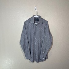 Bonobos Shirt Mens 16.5 Slim Stretch Long Sleeve Button Up Gray Polka Dot Stripe