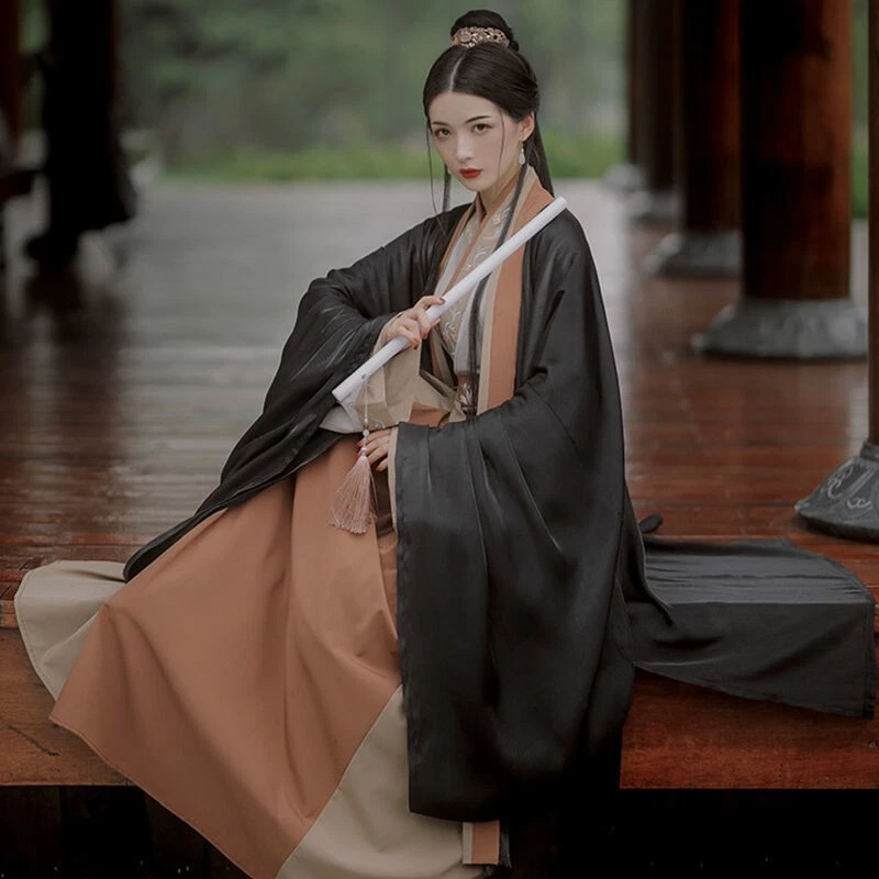 Classic Black Hanfu Women Modern Chinese Traditional Dance Weijin Dynasty - Image 3 of 4